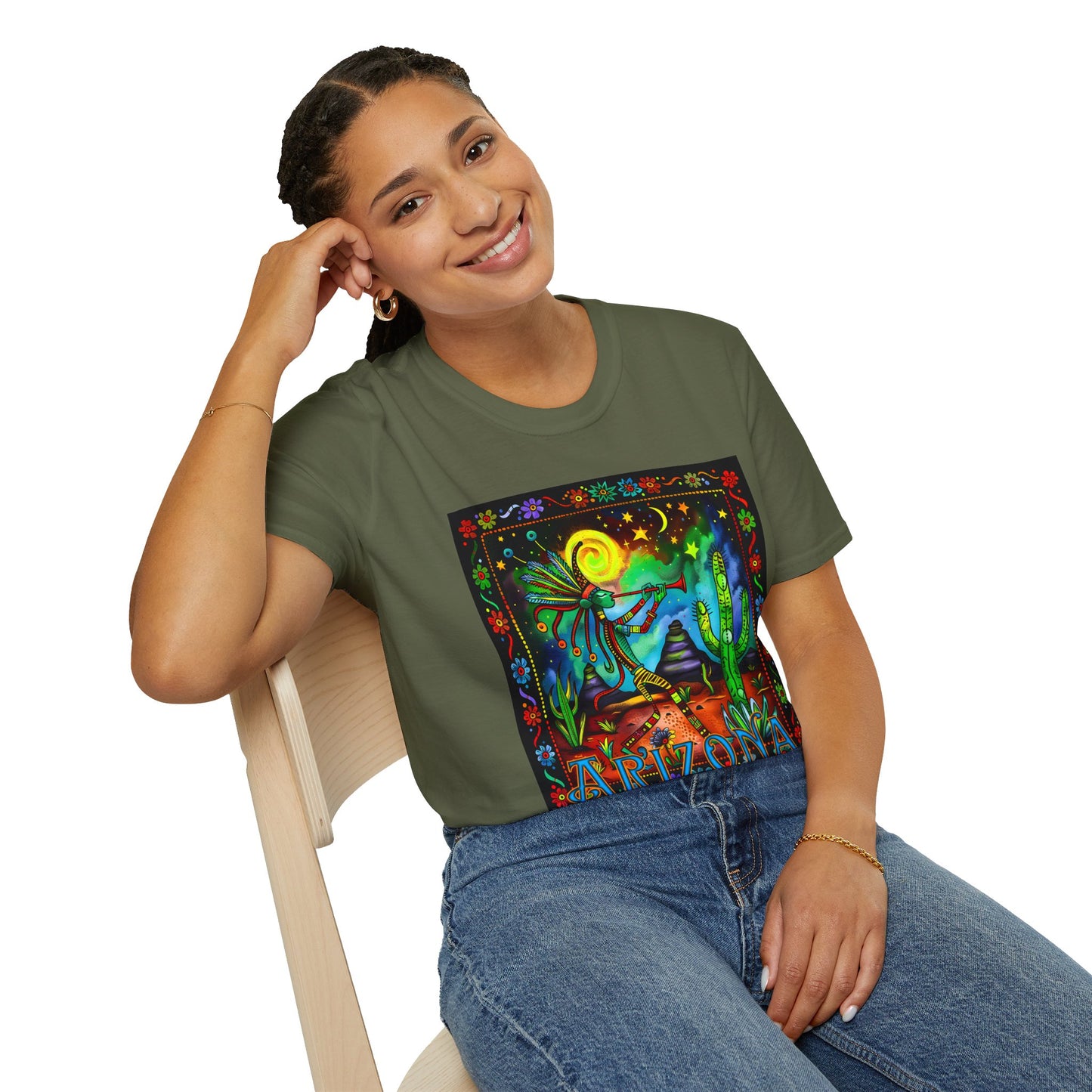 "Saguaro Serenade" Unisex Softstyle T-Shirt from Adobe Dregs Coffee Stash™