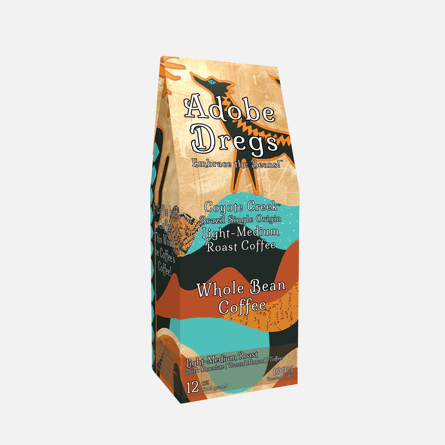 Adobe Dregs™ Coyote Creek Brazil Single Origin Whole Bean Coffee (Light-Medium Roast)