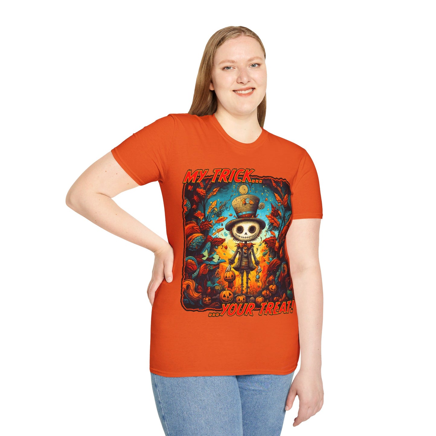 "My Trick...Your Treat!" Unisex Softstyle T-Shirt from Adobe Dregs Coffee Stash™