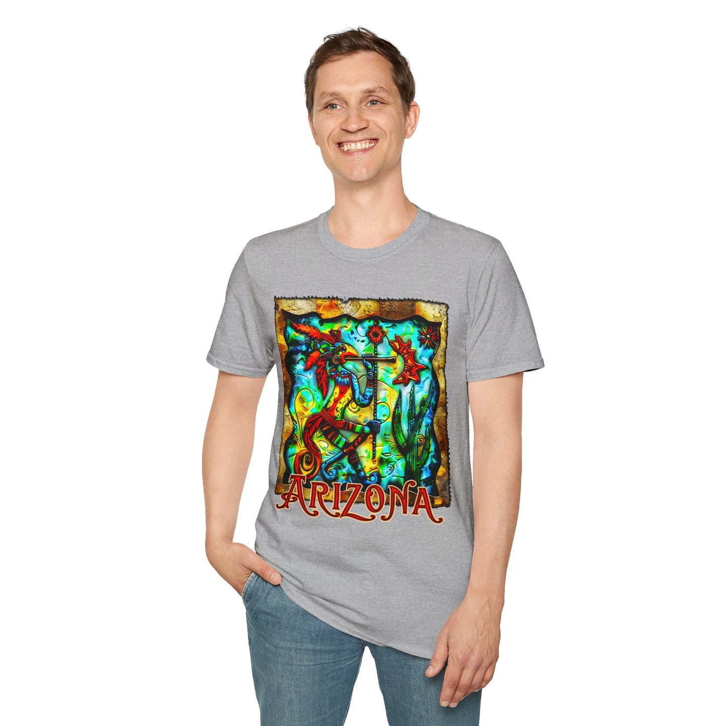 "Masked Entity" Unisex Softstyle T-Shirt from Adobe Dregs Coffee Stash™