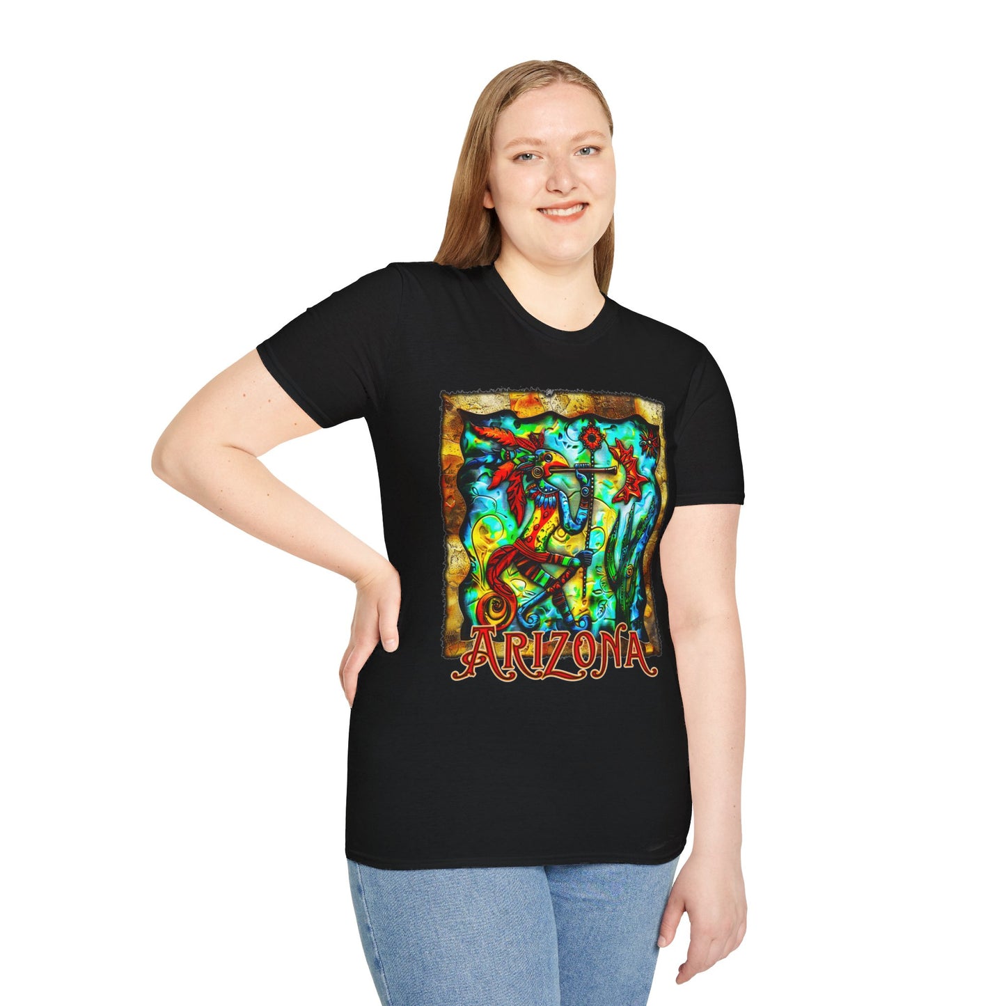 "Masked Entity" Unisex Softstyle T-Shirt from Adobe Dregs Coffee Stash™