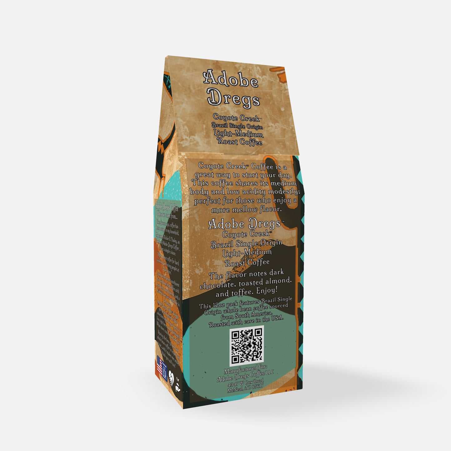 Adobe Dregs™ Coyote Creek Brazil Single Origin Whole Bean Coffee (Light-Medium Roast)