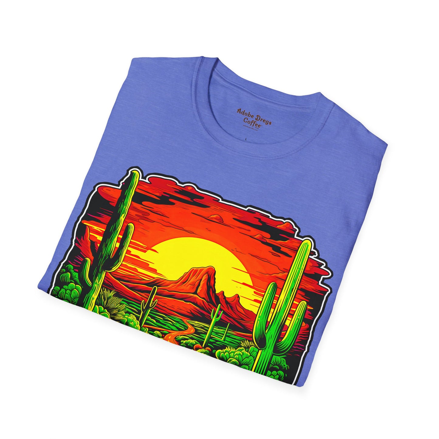 "Red Rock Road - Somewhere, Arizona" Unisex Softstyle T-Shirt from Adobe Dregs Coffee Stash™