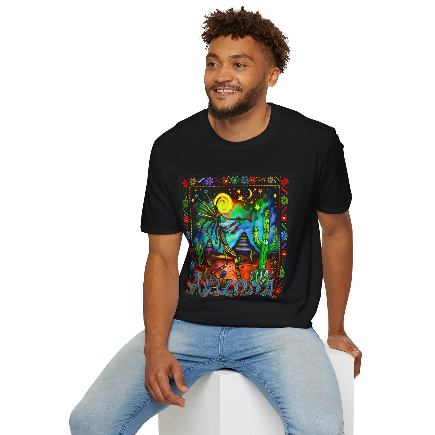 "Saguaro Serenade" Unisex Softstyle T-Shirt from Adobe Dregs Coffee Stash™