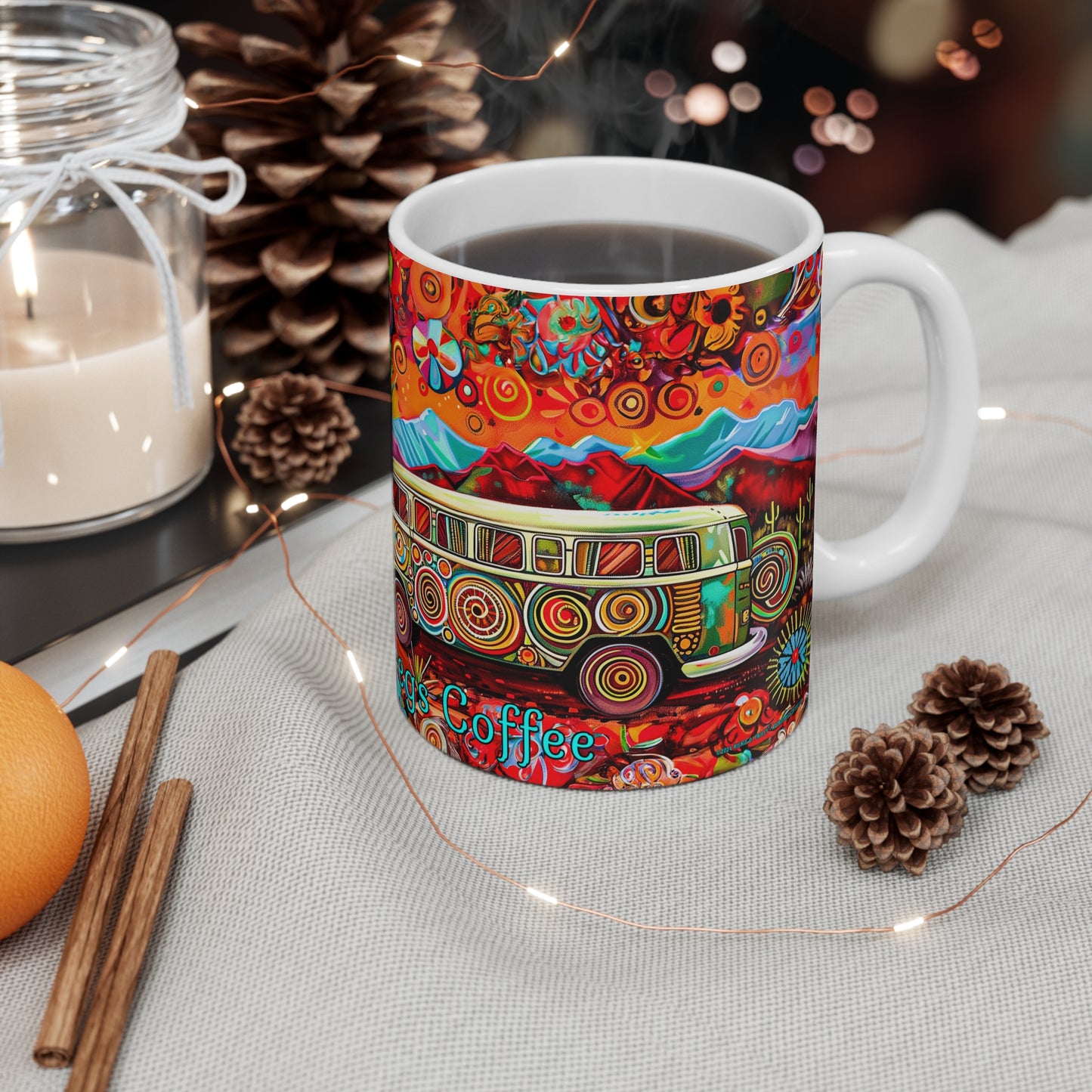 "Hippy Trips" 11oz Coffee Mug, from Adobe Dregs Coffee Stash™