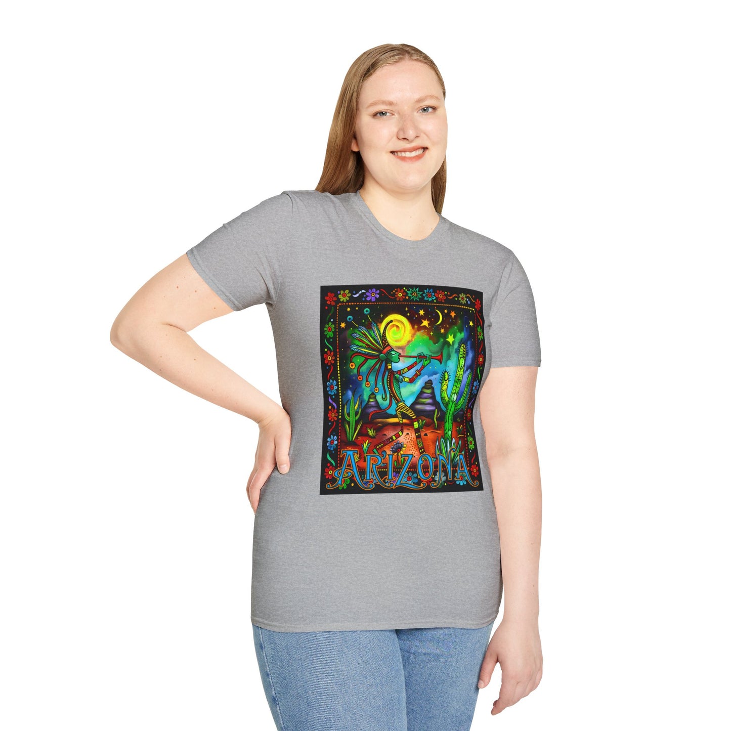 "Saguaro Serenade" Unisex Softstyle T-Shirt from Adobe Dregs Coffee Stash™