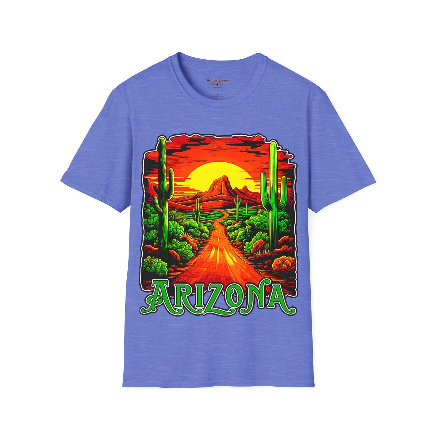 "Red Rock Road - Somewhere, Arizona" Unisex Softstyle T-Shirt from Adobe Dregs Coffee Stash™