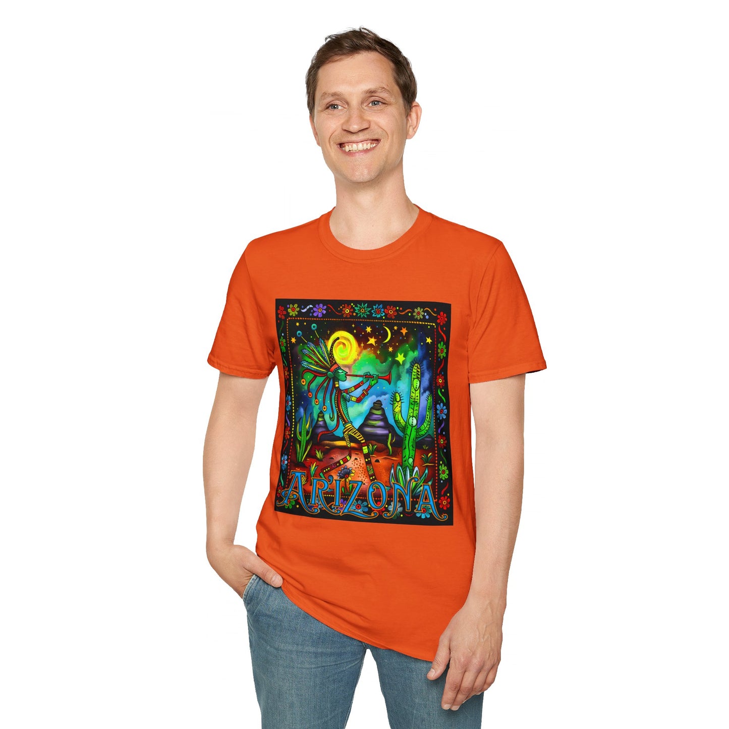 "Saguaro Serenade" Unisex Softstyle T-Shirt from Adobe Dregs Coffee Stash™