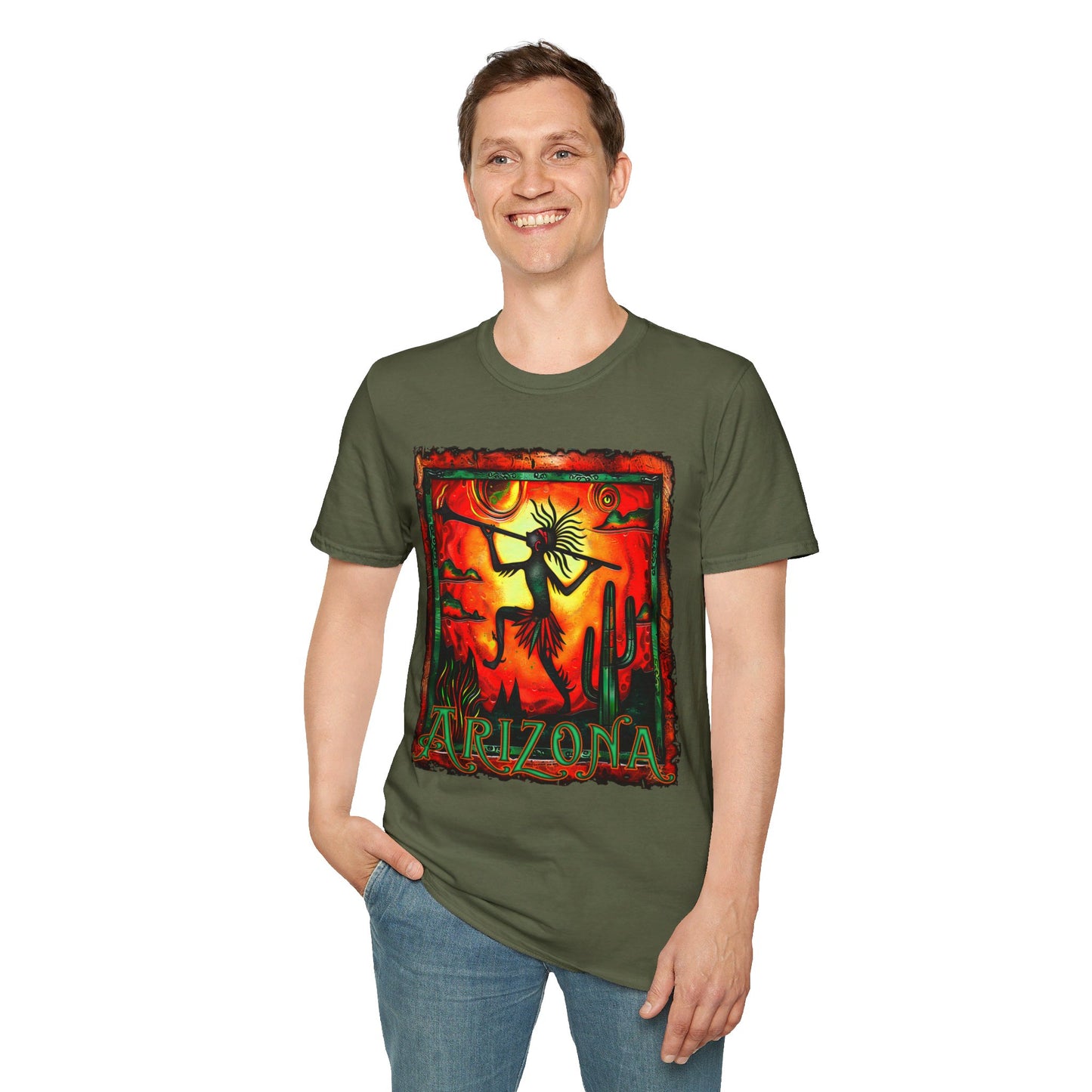 "The Hunter" Unisex Softstyle T-Shirt from Adobe Dregs Coffee Stash™