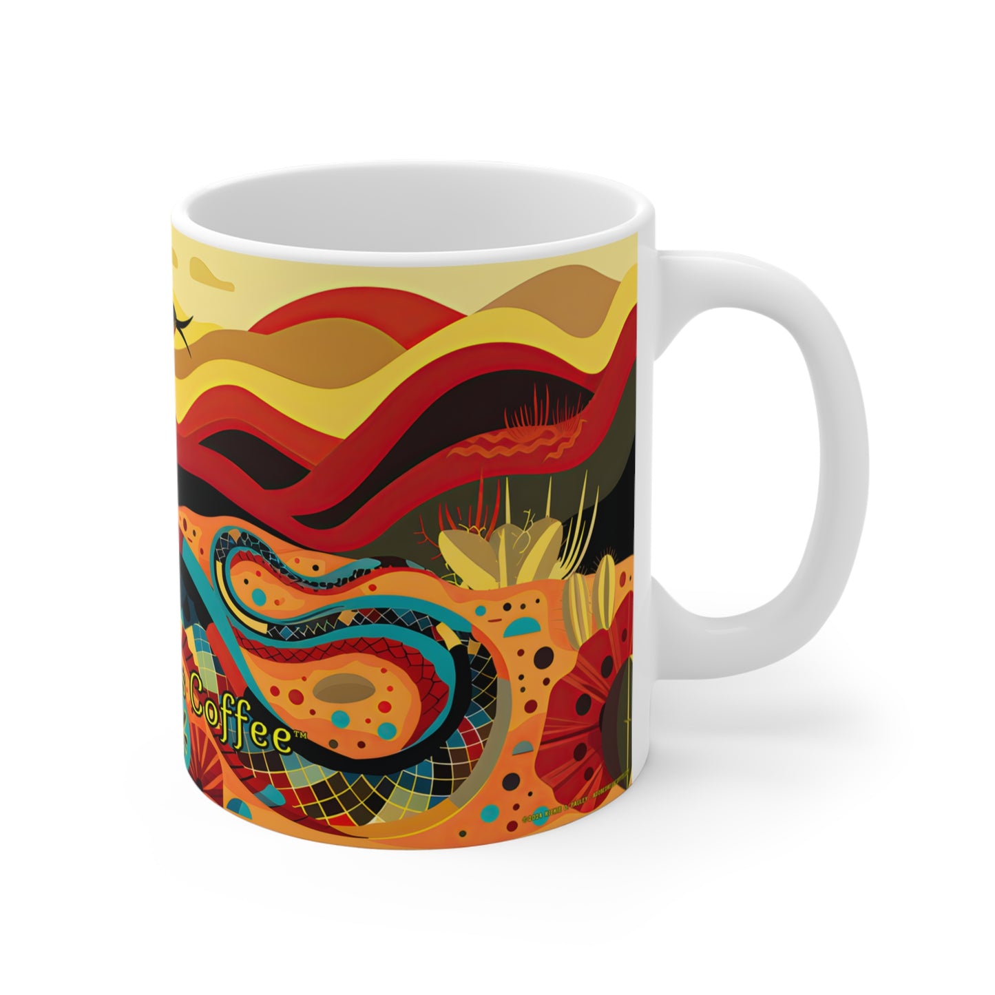 "Mosaic Rattler" 11oz Coffee Mug, from Adobe Dregs Coffee Stash™