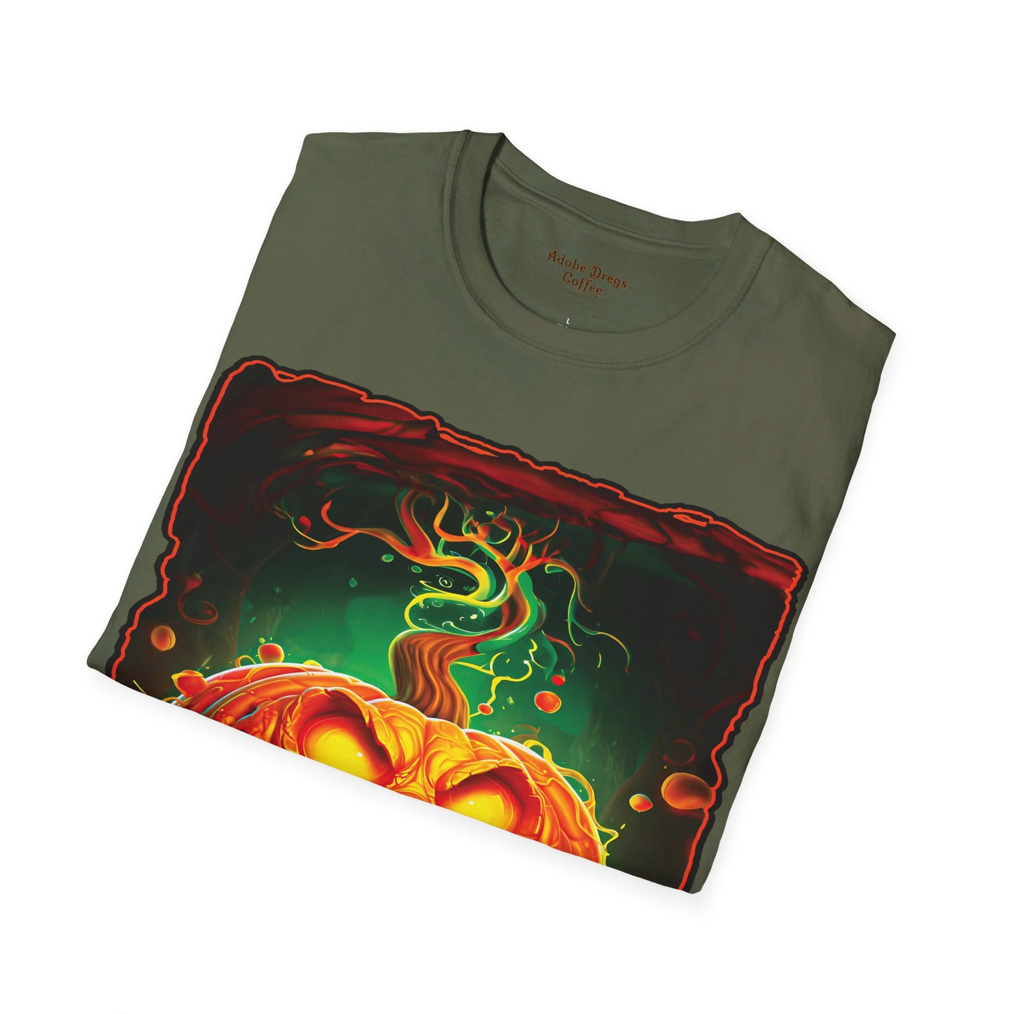 "Beware the Pumpkin Patch..." Unisex Softstyle T-Shirt from Adobe Dregs Coffee Stash™