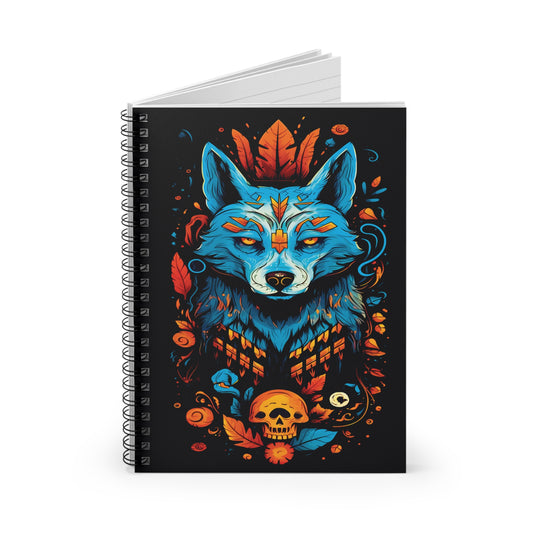 Wolf Design Spiral Notebook - Ruled Line by Adobe Dregs Coffee Stash™