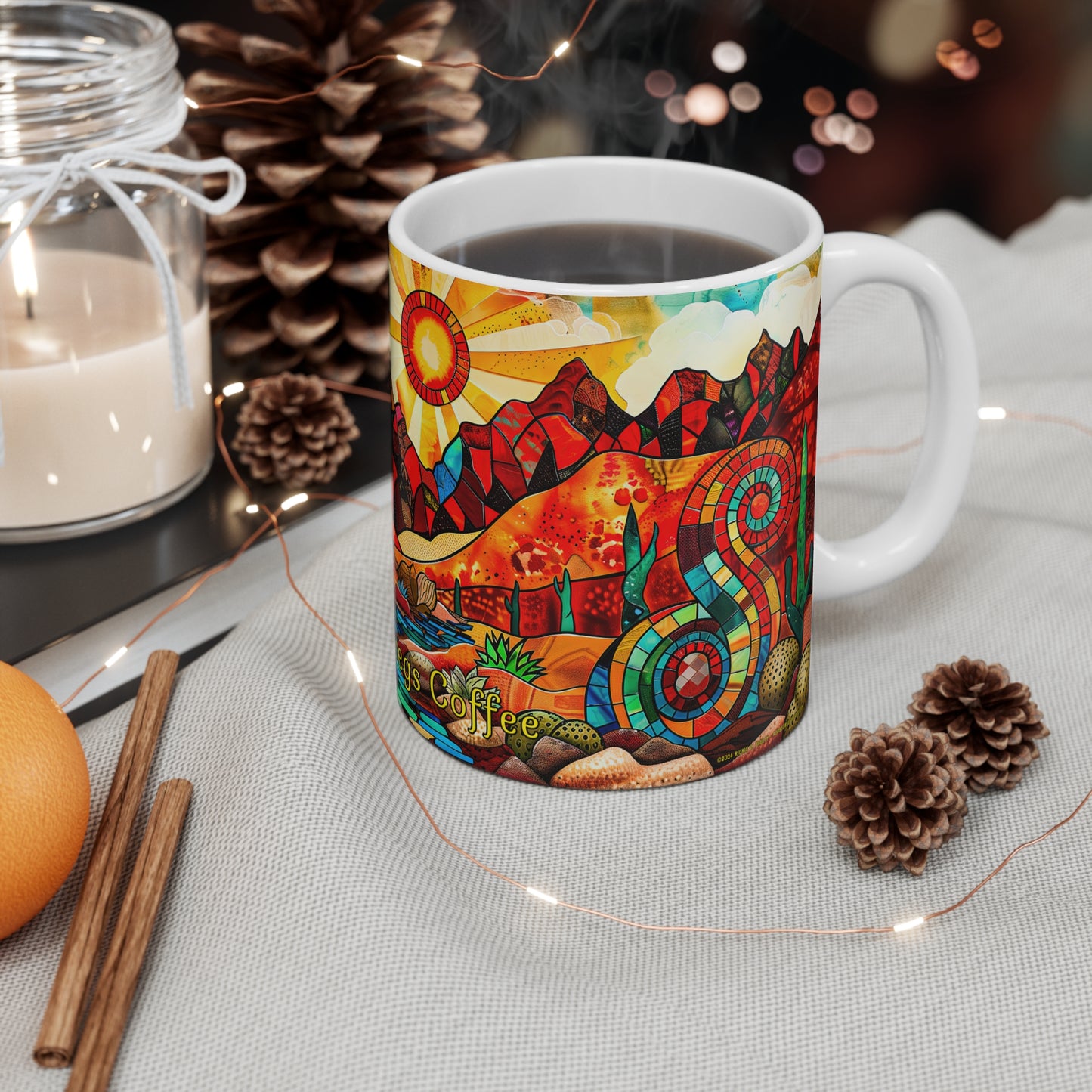 "Cathedral Glass Mountains" 11oz Coffee Mug, from Adobe Dregs Coffee Stash™