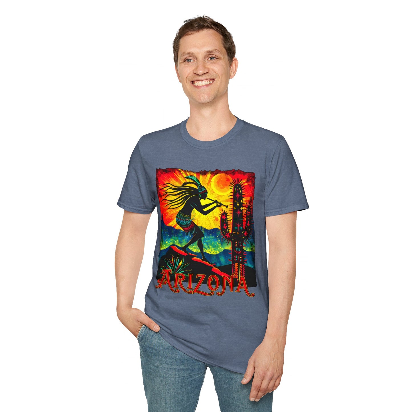 "Sunset Anthem" Unisex Softstyle T-Shirt from Adobe Dregs Coffee Stash™