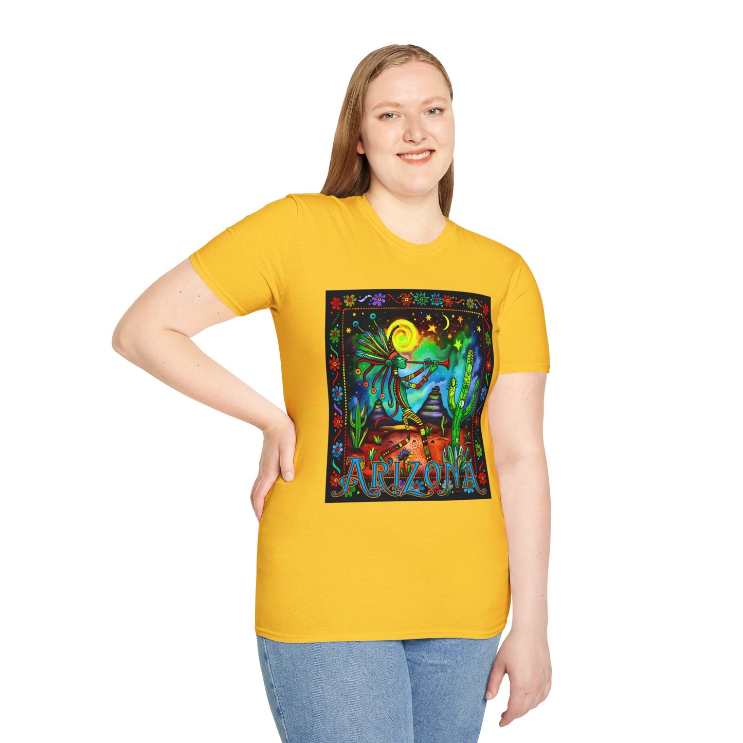 "Saguaro Serenade" Unisex Softstyle T-Shirt from Adobe Dregs Coffee Stash™