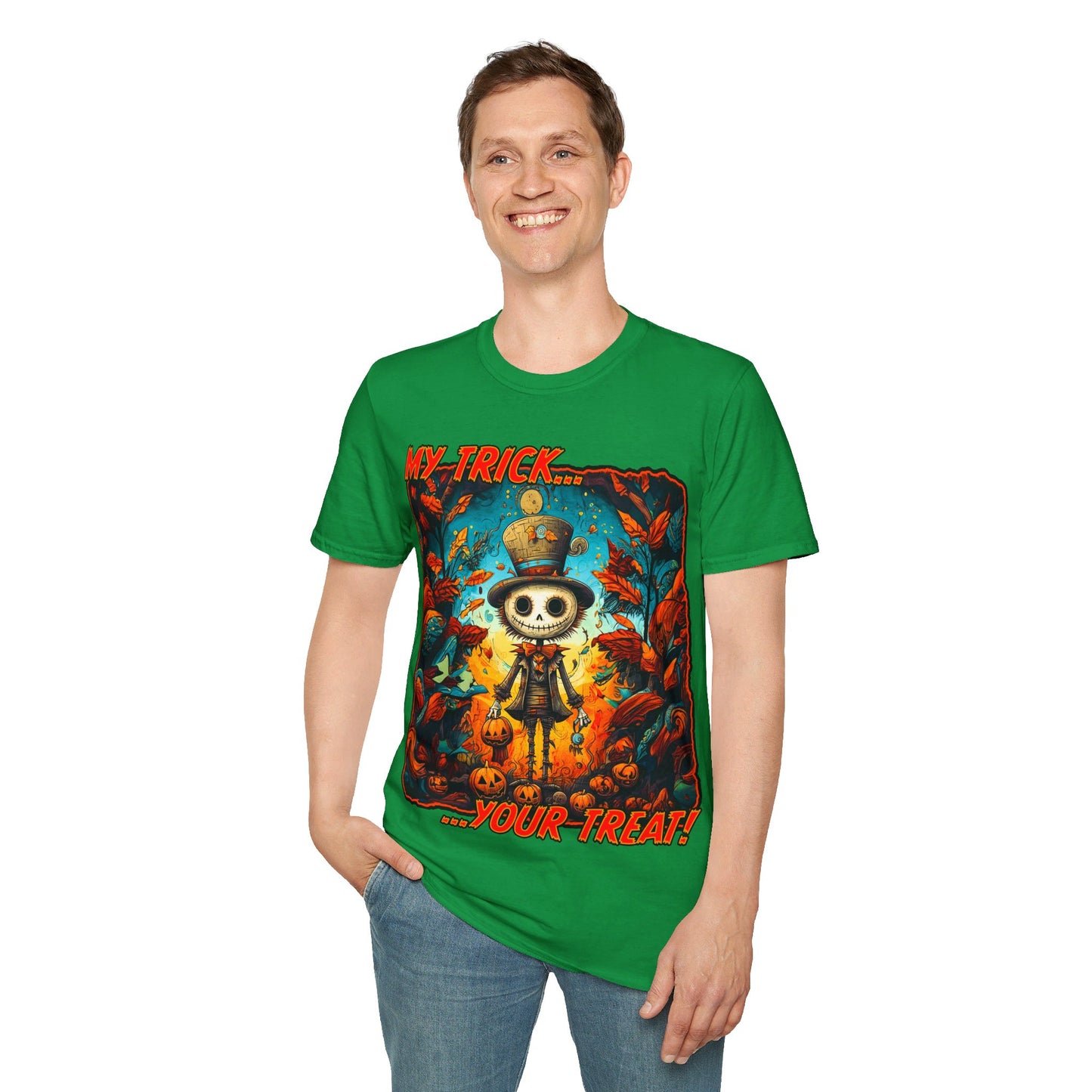 "My Trick...Your Treat!" Unisex Softstyle T-Shirt from Adobe Dregs Coffee Stash™