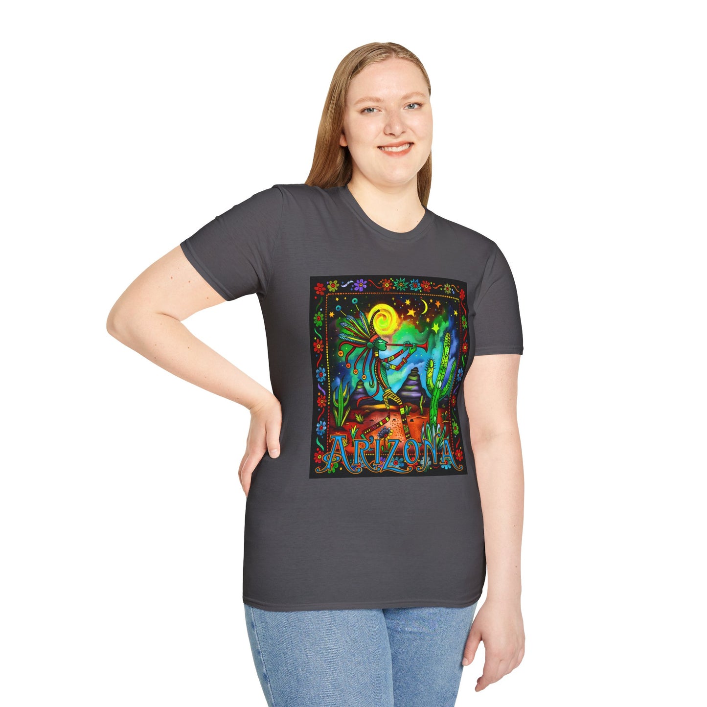 "Saguaro Serenade" Unisex Softstyle T-Shirt from Adobe Dregs Coffee Stash™