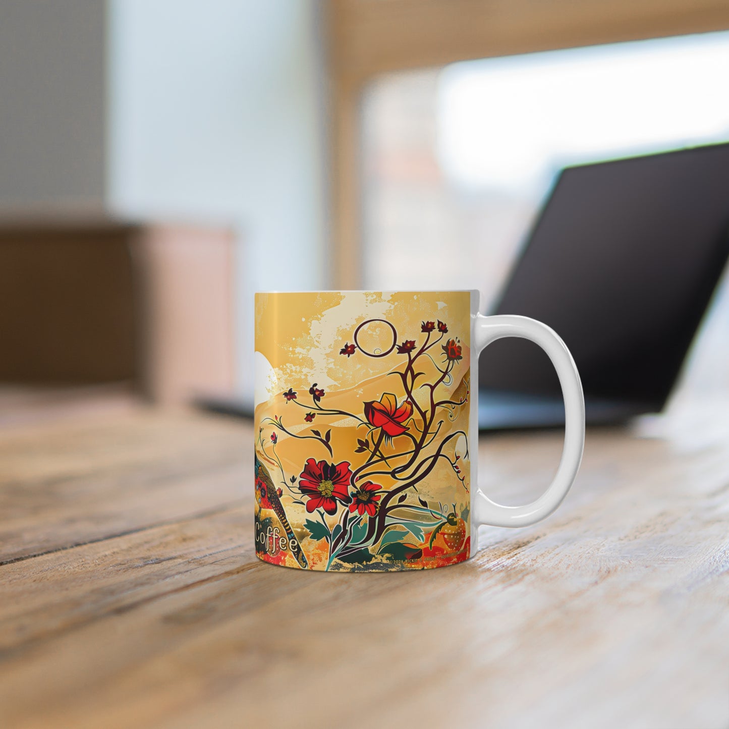 "Colorful Quail" 11oz Coffee Mug, from Adobe Dregs Coffee Stash™