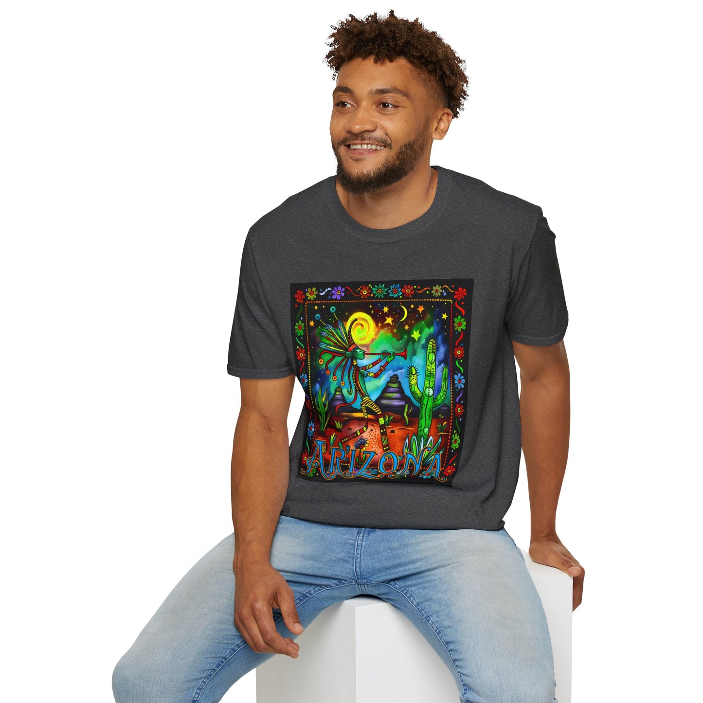 "Saguaro Serenade" Unisex Softstyle T-Shirt from Adobe Dregs Coffee Stash™