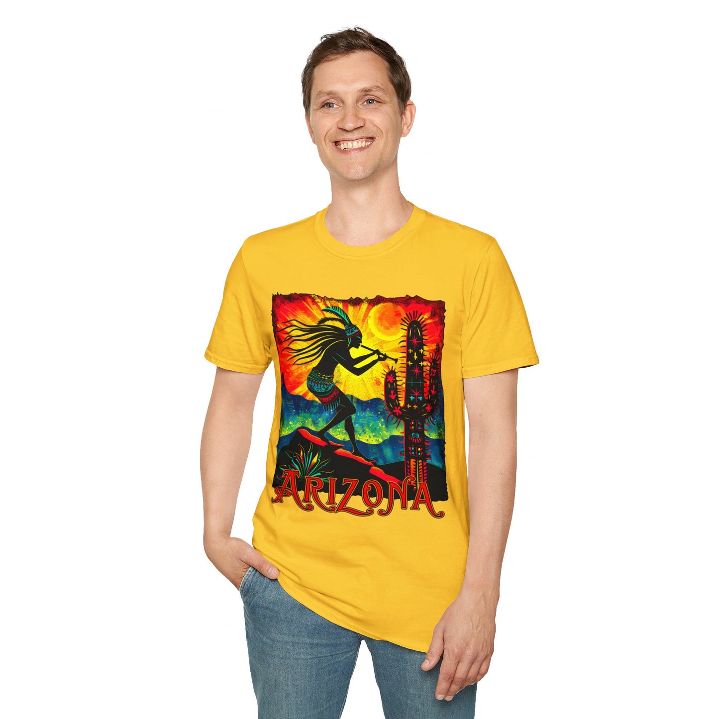 "Sunset Anthem" Unisex Softstyle T-Shirt from Adobe Dregs Coffee Stash™