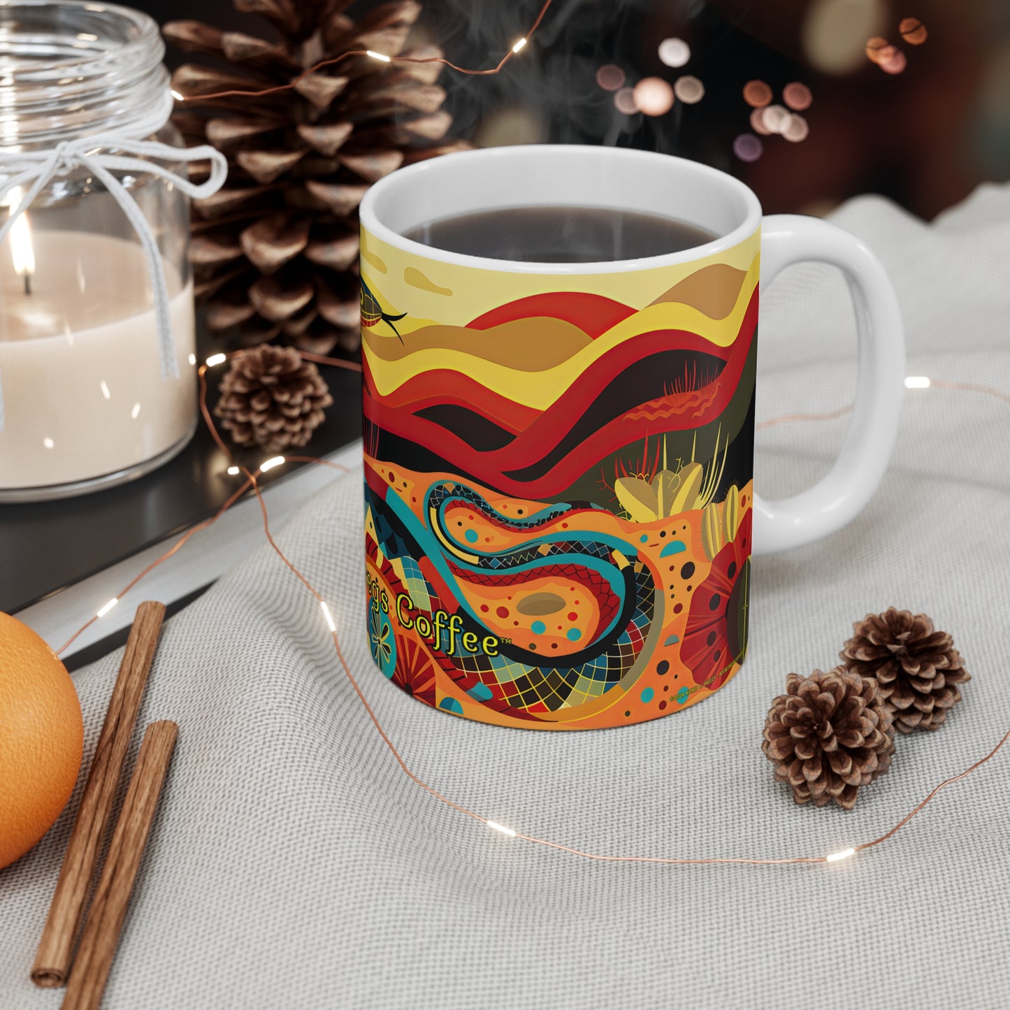 "Mosaic Rattler" 11oz Coffee Mug, from Adobe Dregs Coffee Stash™