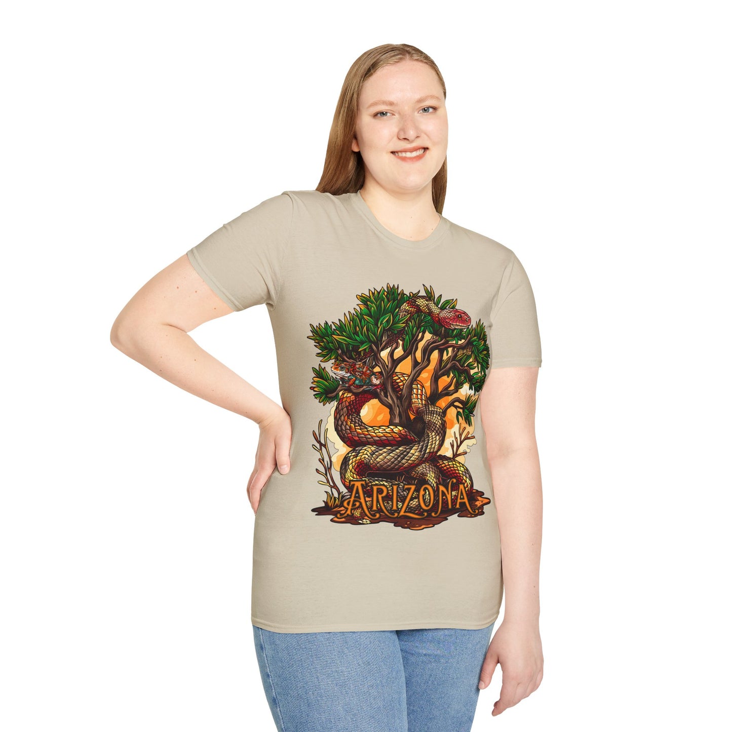 "Detached Disguise" Unisex Softstyle T-Shirt from Adobe Dregs Coffee Stash™