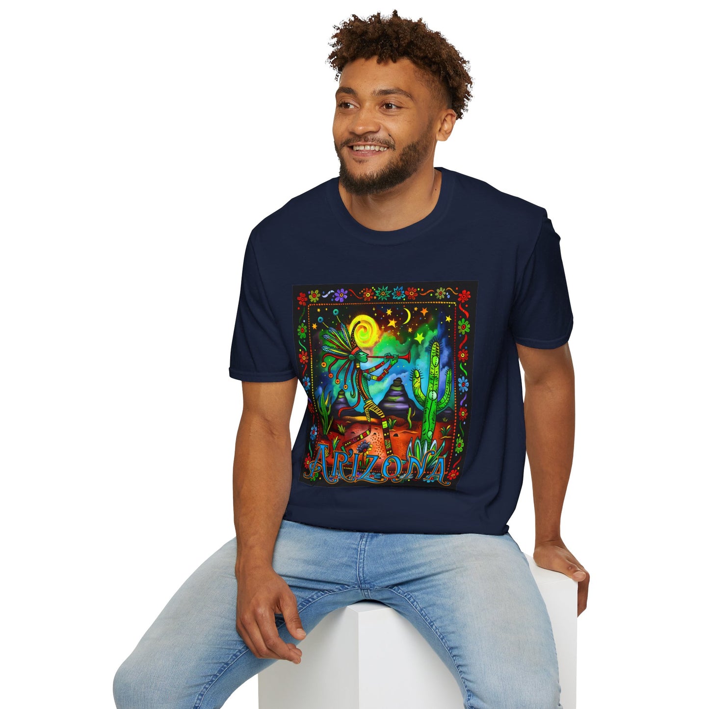 "Saguaro Serenade" Unisex Softstyle T-Shirt from Adobe Dregs Coffee Stash™