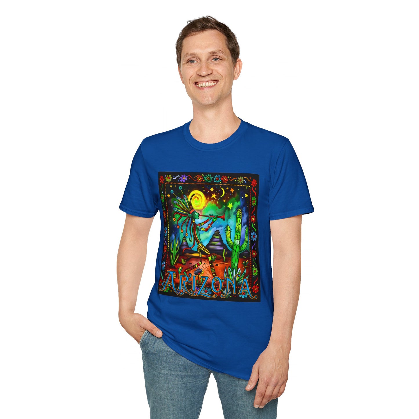 "Saguaro Serenade" Unisex Softstyle T-Shirt from Adobe Dregs Coffee Stash™