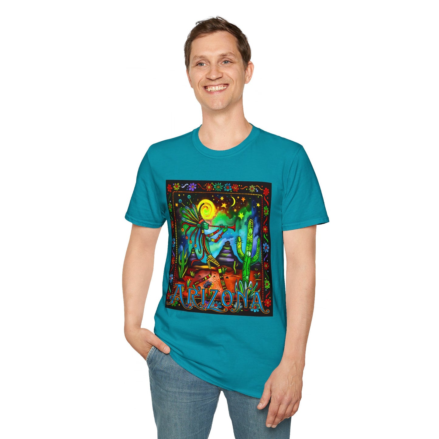 "Saguaro Serenade" Unisex Softstyle T-Shirt from Adobe Dregs Coffee Stash™