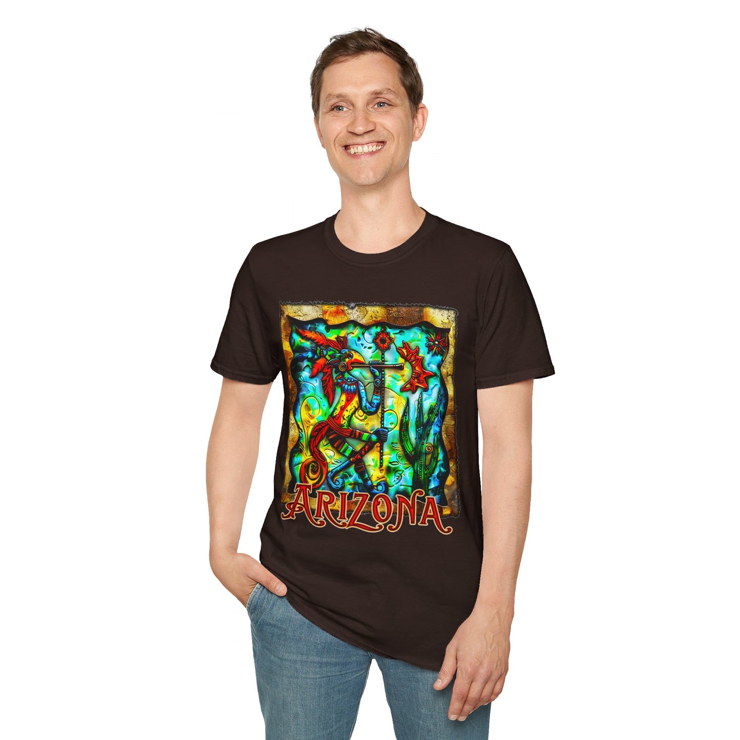 "Masked Entity" Unisex Softstyle T-Shirt from Adobe Dregs Coffee Stash™