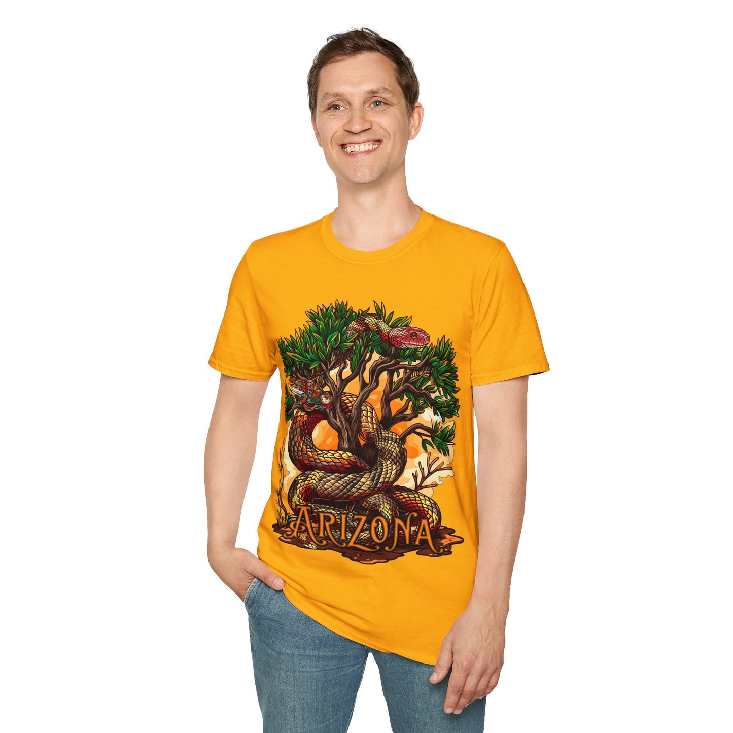 "Detached Disguise" Unisex Softstyle T-Shirt from Adobe Dregs Coffee Stash™