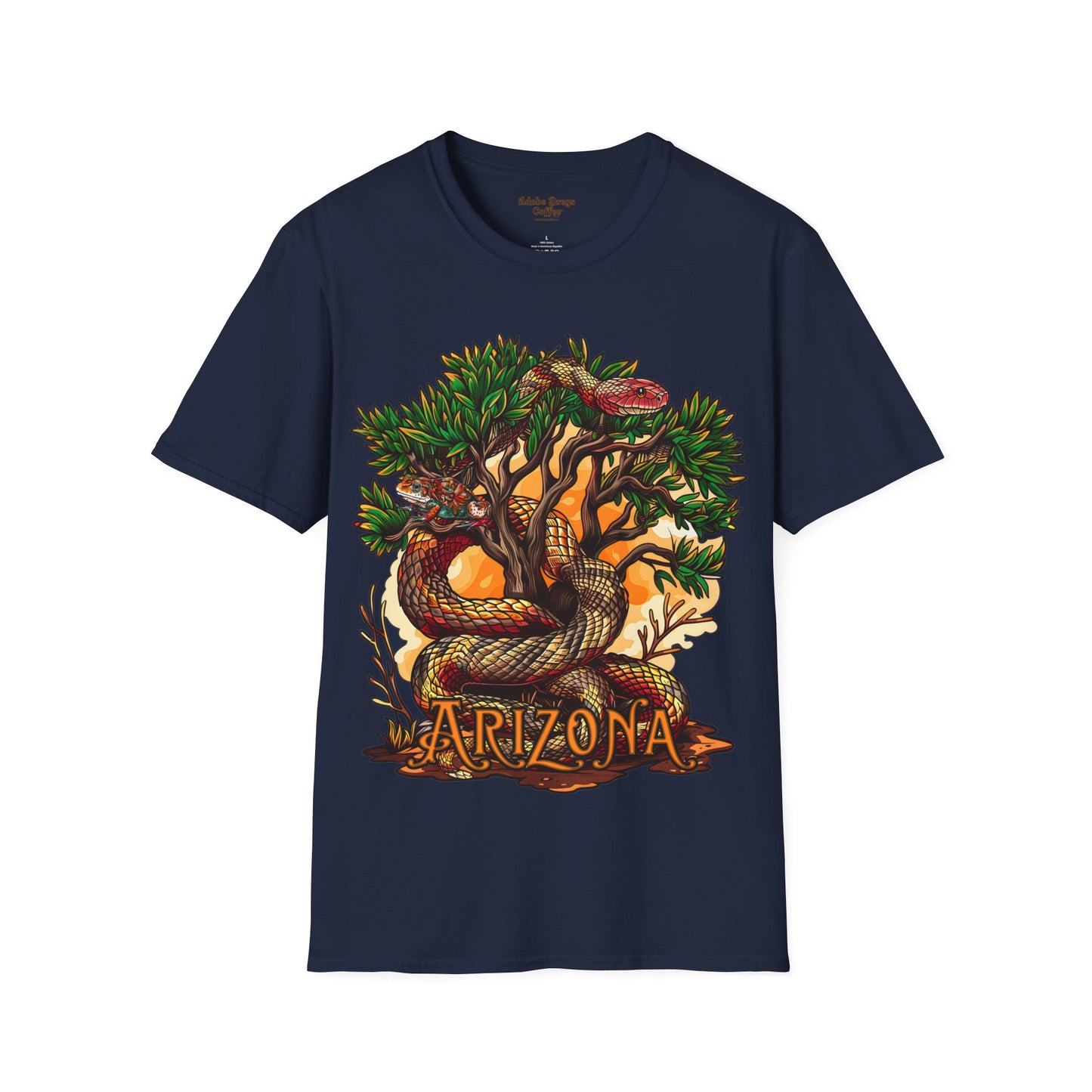 "Detached Disguise" Unisex Softstyle T-Shirt from Adobe Dregs Coffee Stash™