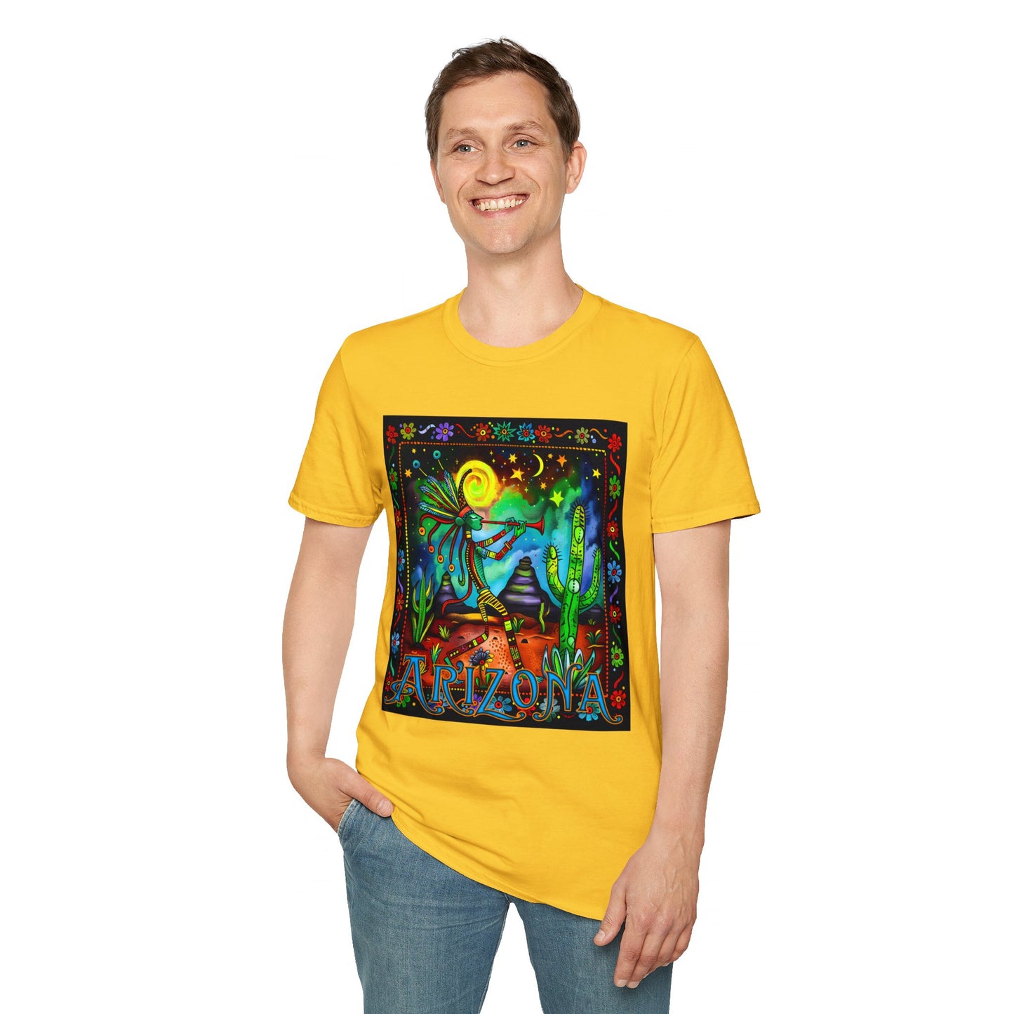 "Saguaro Serenade" Unisex Softstyle T-Shirt from Adobe Dregs Coffee Stash™