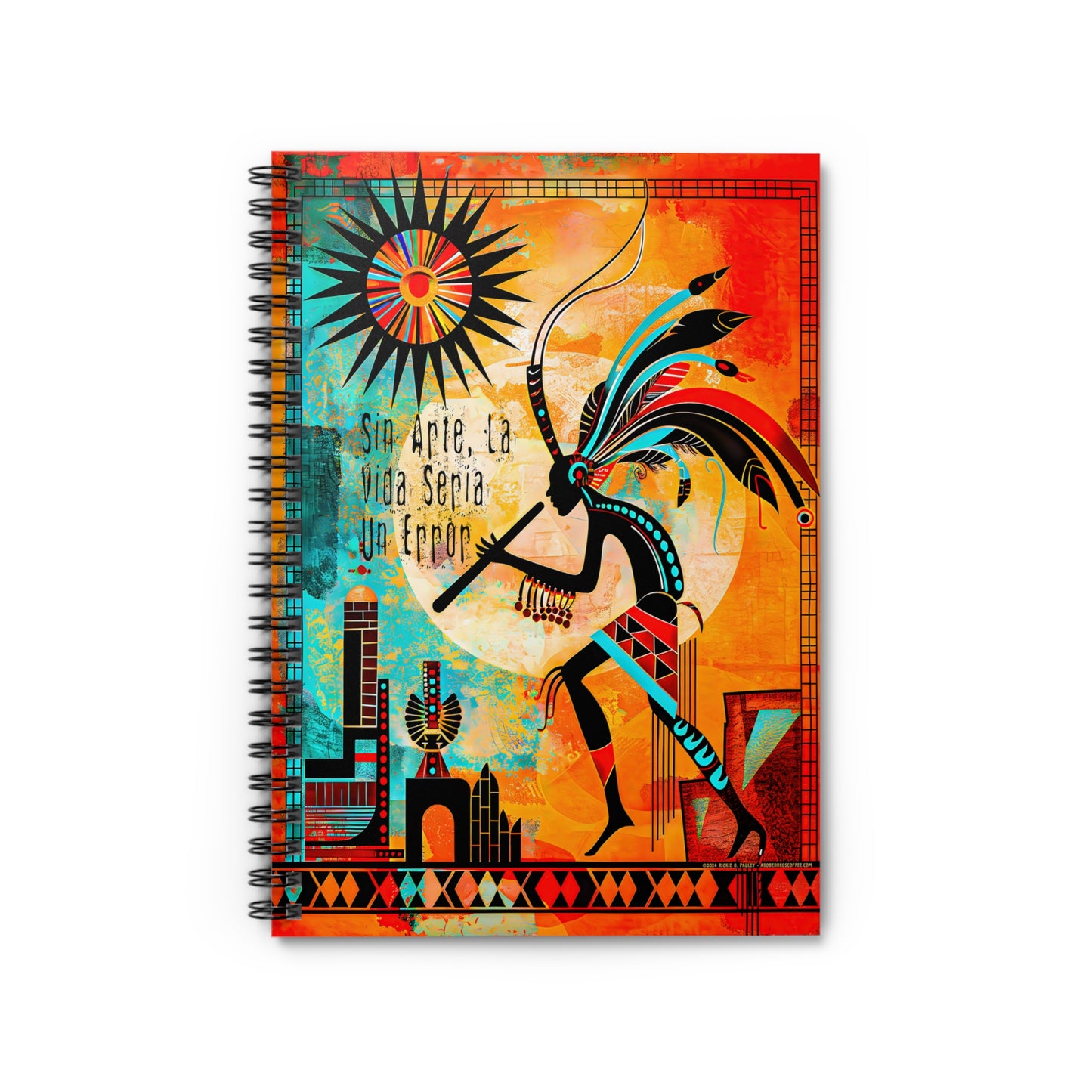 "Kokopelli's Enigma" A Journal & Spiral Notebook - Ruled Line From Adobe Dregs Coffee Stash™