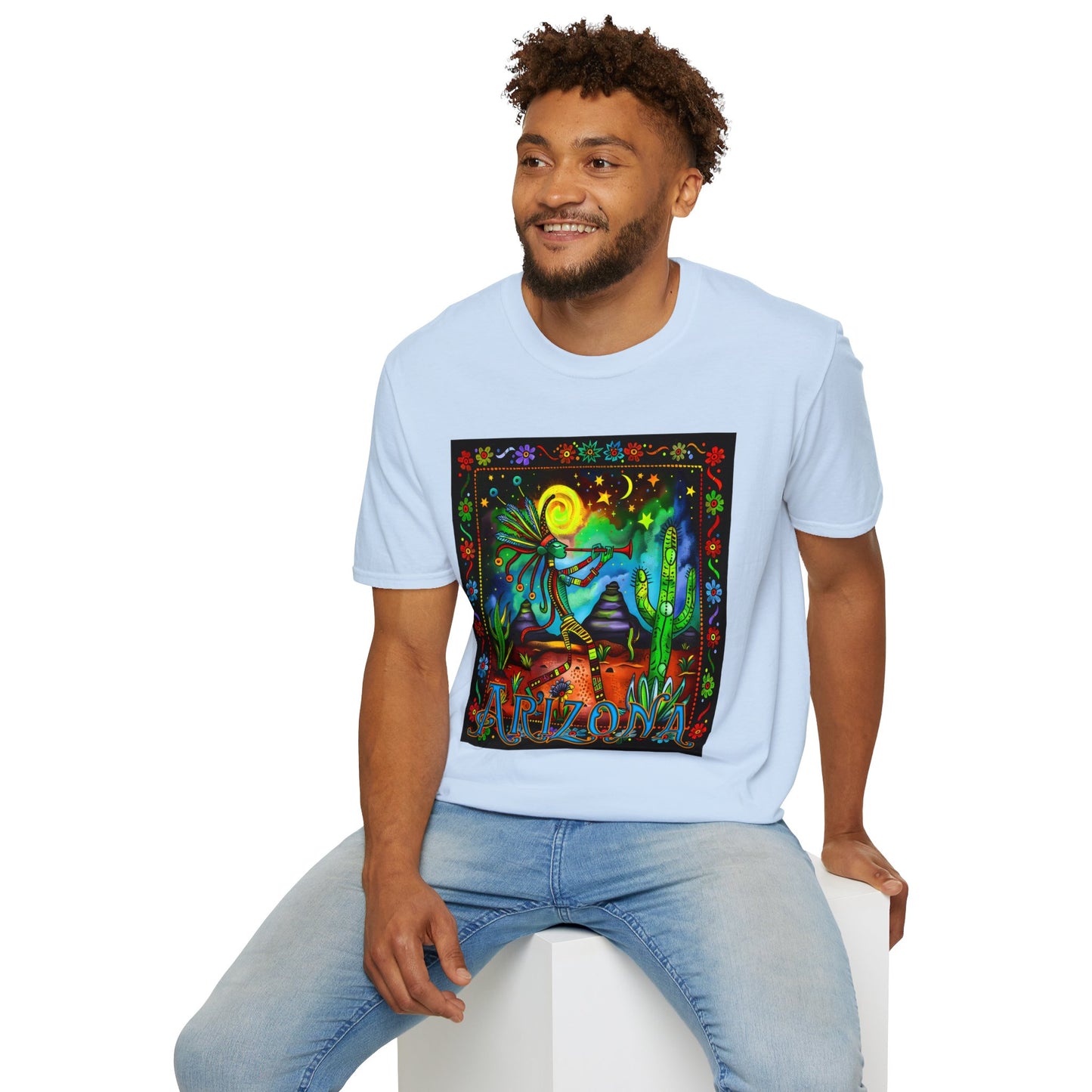 "Saguaro Serenade" Unisex Softstyle T-Shirt from Adobe Dregs Coffee Stash™