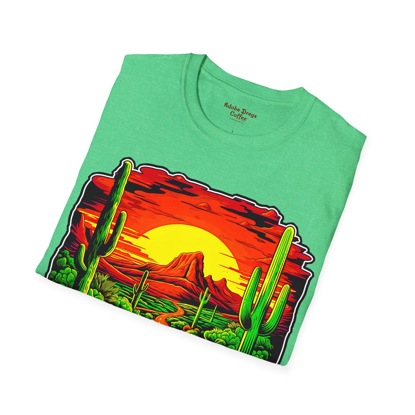 "Red Rock Road - Somewhere, Arizona" Unisex Softstyle T-Shirt from Adobe Dregs Coffee Stash™